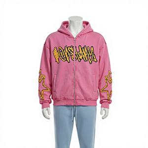 Sweat-shirts à capuche pour hommes les plus vendus, fermeture éclair, polaire anti-boulochage, motif uni, noir, teinture unie, col, service OEM - Product Image 1