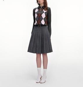 Suéter de Alta Calidad para Otoño e Invierno, Nuevo, Color <span class=keywords><strong>Gris</strong></span> Mixto, Diseño de Cuadros de Diamante, Cuello Polo - Product Image 2