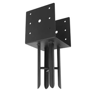 Poteau d'ancrage pour clôture en béton humide pour extérieur Kit gazebo pour pergola de <span class=keywords><strong>jardin</strong></span> Support pour poteau de clôture en forme de U Support pour pergola en métal noir - Product Image 2