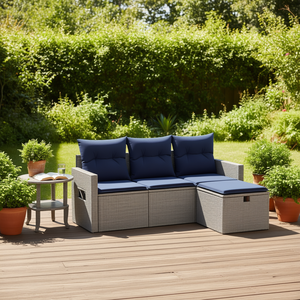 Set Divano da Esterno in Polyrattan Grigio con Cuscini - Arredamento Durevole per Patio - Product Image 2