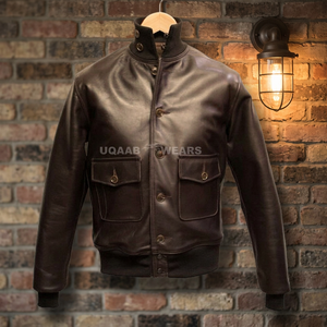 Blouson aviateur en peau de mouton pour homme, modèle A1, style USAAF Seconde Guerre mondiale, en cuir véritable, décontracté, vintage, écologique, hiver, OEM - Product Image 6