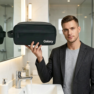 Trousse <span class=keywords><strong>de</strong></span> Toilette Homme Tendance en PU Imperméable avec Poignée Suspendue, <span class=keywords><strong>Organisateur</strong></span> <span class=keywords><strong>de</strong></span> <span class=keywords><strong>Voyage</strong></span> Personnalisé avec Fermeture Éclair et Lettre - Product Image 5