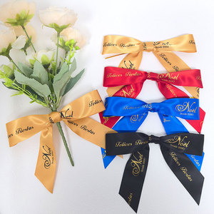 High Quality Polyester Ribbon <strong>Pre</strong> Made Custom Satin Ribbon Bows for Gifts with logo <strong>Printed</strong> and Clip - Product Image 5