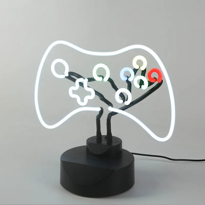 Lámpara de luz de neón con alimentación USB, tubos de vidrio, decoraciones de escritorio