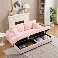 Canapé de salon moderne de style minimal avec étui pour animaux de compagnie Canapé modulaire en velours côtelé rose nuage avec rangement pour la famille