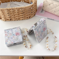 Coque de téléphone transparente élégante à motif floral pivoine pour Galaxy Z Flip 8-3 avec sangle perlée mixte, étui de protection pliable