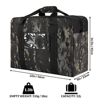 Sac de voyage tactique pliable 50L, sac de rangement pour équipement de voyage en plein air, sac de transport pliable
