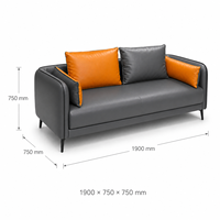 Ensemble de canapés de réception de bureau modernes en cuir PU gris et orange, 1/2/3 places, canapé lounge commercial pour salle d'attente et bureau