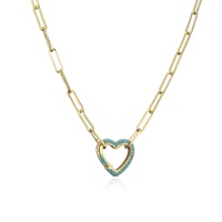 Chaîne trombone micro-incrustée de zircon en forme de cœur, plaquée laiton or 18 carats, universelle pour breloques DIY