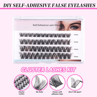 Faux cils synthétiques segmentés à 5 rangées, auto-adhésifs, sans colle, effet naturel, pour femmes, DIY transfrontalier