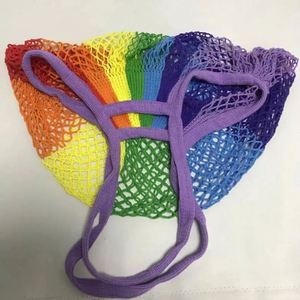Wholesale Fashion Eco-friendly Cotton Mesh Shopping Bag-Reusable Lightweight Rainbow Color Grocery Fruit Vegetable - Product Image 2
