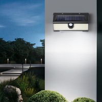 Lampe murale solaire extérieure étanche IP65 avec détecteur de mouvement, 212 LED, en acier inoxydable, carrée, pour garage, patio, allée, cour