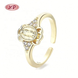 Anillos de circonita cúbica de colores con cruz religiosa mística al por mayor para mujer, joyería chapada en oro de 18 quilates, Maravilla - Product Image 1