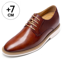 Scarpe Derby da Uomo con Rialzo, in Pelle, per Aumentare l'Altezza di 7CM/2,75 Pollici, Vendita all'Ingrosso