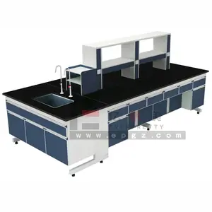 Muebles de laboratorio químico para escuela, Banco de mesa de laboratorio con estante para estudiantes, gran espacio, precio de fábrica