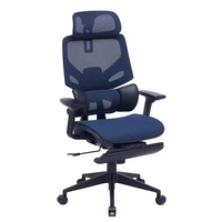 Chaise de bureau pivotante de direction à dossier haut avec appui-tête réglable, chaise ergonomique en maille avec repose-pieds