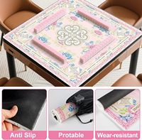 Alas Mahjong Karet Portabel Desain Khusus untuk 4 Pemain Tahan Air Dapat Dilipat