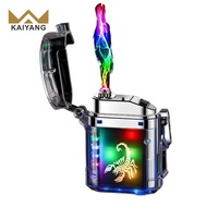 Lampe de poche LED colorée briquet étanche Design Scorpion créatif briquet électrique à double arc transparent