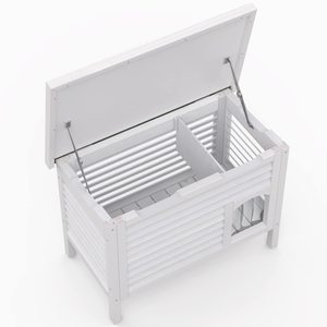 Perrera de madera aislada para perros con cortina de <span class=keywords><strong>PVC</strong></span> y piso extraíble para una fácil limpieza de la casa al aire libre para perros - Product Image 3