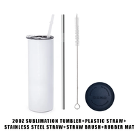 Gobelet droit en acier inoxydable blanc de sublimation de 20oz 30oz avec paille