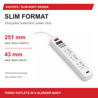 Stop Kontak Digital KG316TS dengan Timer, 3 Outlet 10A 2500W 220V, Dilengkapi Output USB 18W untuk Kontrol Daya Berbasis Waktu
