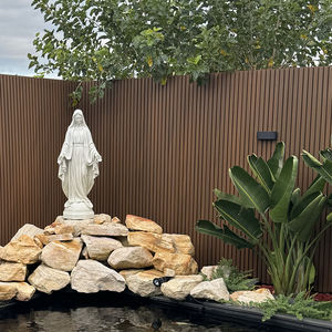 Panneau mural extérieur WPC très résistant aux chocs, panneau mural rainuré en PVC imperméable et ignifuge pour jardin et terrasse - Product Image 1