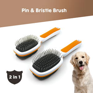 कुत्तों के लिए थोक डबल पक्षीय रबर पिन और ब्रिस्टल बालों का ब्रश कंघी - Product Image 1