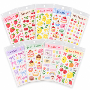 Hojas de Frutas Kawaii, Adhesivos de Dibujos Animados Dulces para Planificador, Etiquetas de Papel para Manualidades, Adhesivos Irregulares - Product Image 1