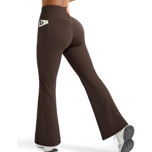 FOXA Women <b>Flared</b> Yoga Pants High Waisted Wide Leg With Pockets Workout <b>Leggings</b> - Product Image 1