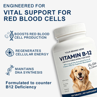 120 comprimés à mâcher de vitamine B12 pour chiens, complément alimentaire pour animaux de compagnie, service OEM, étiquette privée, service personnalisé