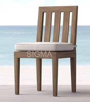 Moderner Outdoor-Teakholz-Sessel mit Quadratischem Gestell und Weißem Plüschkissen für Strand, Villa, Terrasse und Gartendekoration