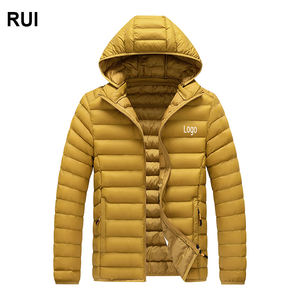RUIQUWIN Coupe-vent personnalisé pour hommes, manteaux bouffants à fermeture éclair, veste coupe-vent à capuche épaisse et chaude détachable - Product Image 1