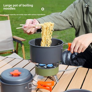 <span class=keywords><strong>Set</strong></span> di pentole da campeggio all'aperto con teiera sospesa e bollitore per picnic per cucinare e acqua bollente - Product Image 4