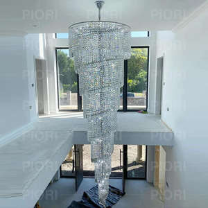 โคมไฟระย้าคริสตัลทรงยาวแบบเกลียวขนาดใหญ่พิเศษ พร้อมพู่คริสตัลหรูหรา สำหรับบันได/ทางเข้า - Product Image 6