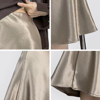 Jupe midi tendance et brillante pour femme, taille élastique, en satin, coupe sirène, taille personnalisée, broderie logo, directement de l'usine