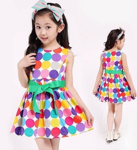 Vestido Informal de Verano para Niñas con Estampado de Puntos Coloridos y Cinturón Ali Express - Product Image 2