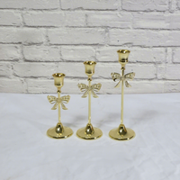 Lot de 3 bougeoirs scandinaves de luxe en forme de nœud, noirs et dorés, pour bougies longues, décoration de mariage, restaurant et maison