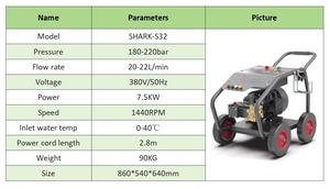 7.5KW 220bar 3190PSI 22LPM Commercial High Water <b>Car</b> 380V Portable Farm Cleaning Machine New Cold High-pressure Water Jet Cleani - Product Image 4