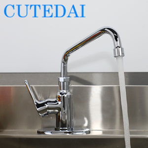 Lưu lượng cao 0.5 GPM chải Chrome thương mại bồn rửa nhà bếp Vòi 8 inch Chiều cao xoay đồng thau cho khách sạn & phòng tắm - Product Image 5