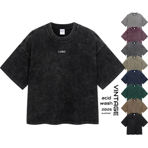 Maglietta nera con lavaggio acido di alta qualità Design personalizzato con stampa in cotone camicia Vintage - Product Image 1