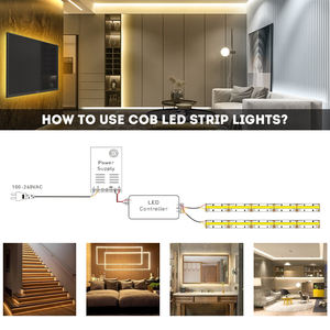 Tira de LED COB de Última Generación con Temperatura de Color Ajustable de Blanco Frío a Blanco Cálido, DC24V, para Gabinetes, Techos y Hogar - Product Image 6