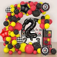 Ensemble de ballons sur le thème des courses, ballons de 40 pouces avec numéros de course 1-9, pneus noirs, ballons à carreaux, décorations pour fête d'anniversaire