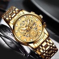 Jam Tangan Fngeen 4088 Stainless Steel Quartz, Tahan Air, Jarum Bercahaya, Fashion Bisnis Mewah