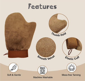 Gant de pouce en microfibre lavable double face pour les soins de la peau imperméable et velouté pour les femmes, gant de bronzage en douceur avec LOGO personnalisé, vente en gros - Product Image 3