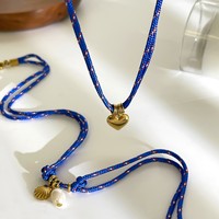 Collier en acier inoxydable plaqué or 18 carats PVD avec chaîne en corde nautique en forme de cœur, bijoux pour femmes, étanche, vente en gros