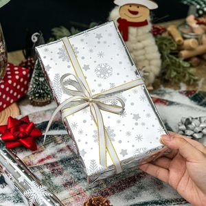 MAYPLUSS Christmas <b>Wrapping</b> <b>Paper</b> Roll 17in X 33ft Snowflake Silver Design Gift Craft Packaging - Product Image 3