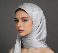 Tissu en mousseline de polyester jacquard à rayures A3 avec fil argenté, respirant, doux au toucher, idéal pour la confection de shaylas, kaftans et saris