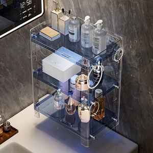 Étagère de rangement pour cosmétiques multifonctionnelle simple et épaisse, rangement de salle de bain <span class=keywords><strong>sans</strong></span> perçage, étagère murale de salle de bain - Product Image 3