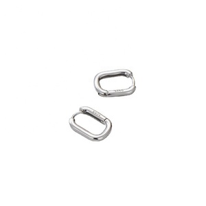 Massive 925 Silber Rechteck U Creolen Ohr stecker Großhandel 18 Karat vergoldet Sterling Silber Nadel pfosten Vintage Ohrring Frauen - Product Image 3