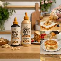 Bouteille souple à large ouverture pour beurre de cacahuète, sauce, miel, sirop, huile d'olive, 250ml, 350ml, 500ml, 1000ml, à inverser
